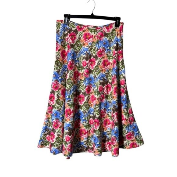 Christopher Banks Linen Floral Skirt Size 12 Artsy Spring Fairycore Whimsical - Picture 1 of 9